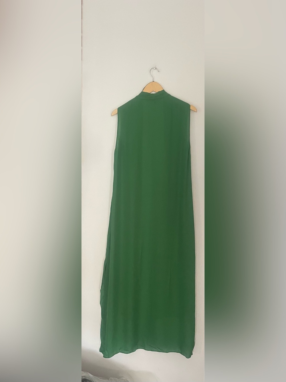 Massimo Dutti Silk Green Wrap Caftan Dress Midi Relaxed Fit Medium - Picture 7 of 8
